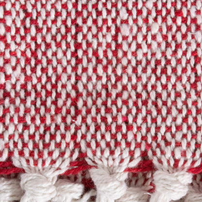 DII Buffalo Check Collection Rustic Farmhouse Throw Blanket with Tassles, 50x60, Red/White