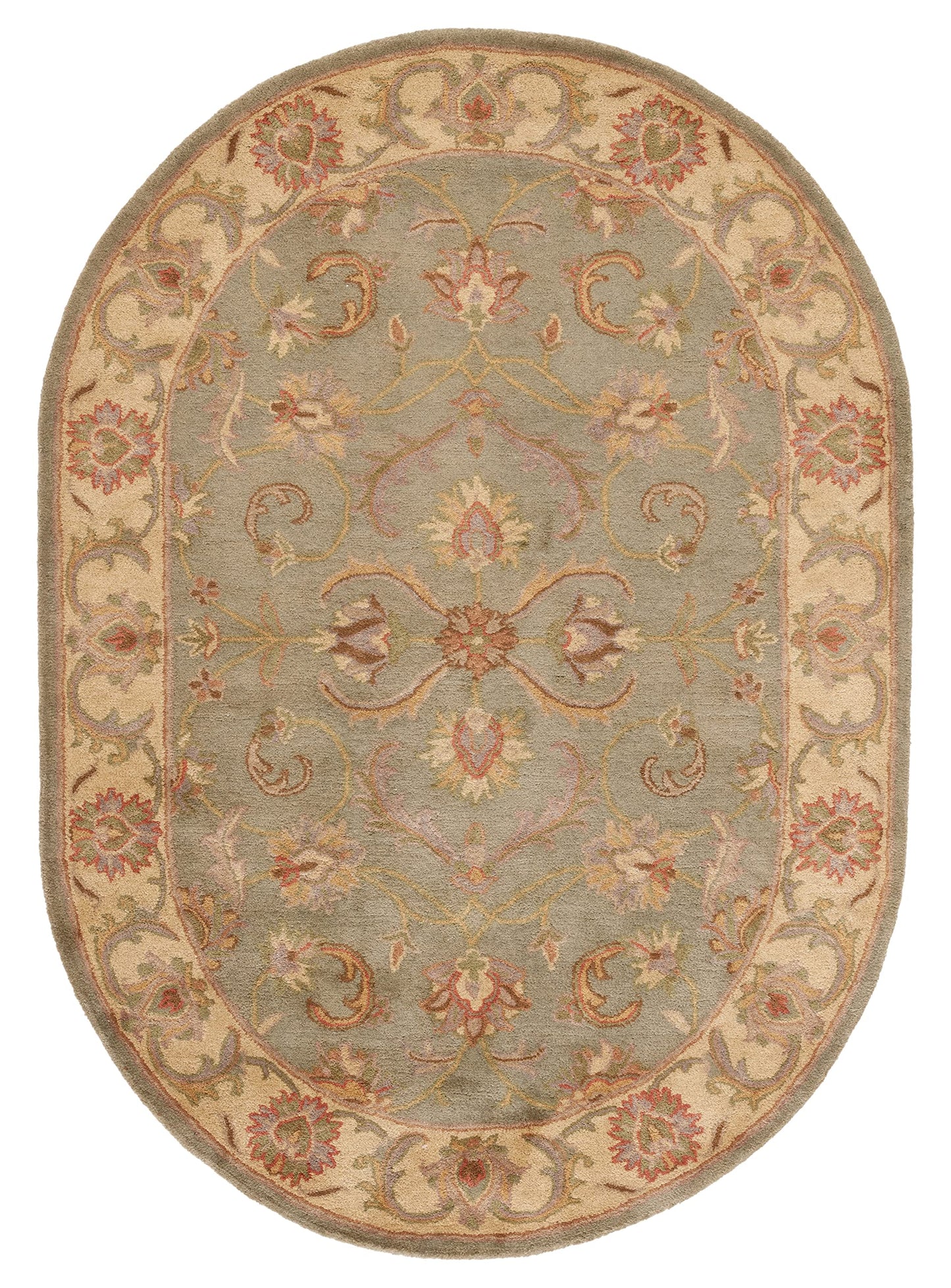 SAFAVIEH Heritage Collection Area Rug - 7'6" x 9'6" Oval, Green & Gold, Handmade Traditional Oriental Wool, Ideal for High Traffic Areas in Living Room, Bedroom (HG811A)