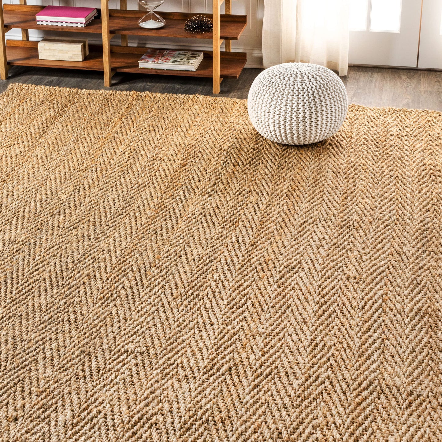 JONATHAN Y Espina Hand Woven Herringbone Chunky Jute Natural Indoor Area Rug, 5x8, Bohemian, Cottage, Easy-Cleaning for Living Room, Bedroom, Kitchen, Pet Friendly, Non-Shedding (NFR101A-5)
