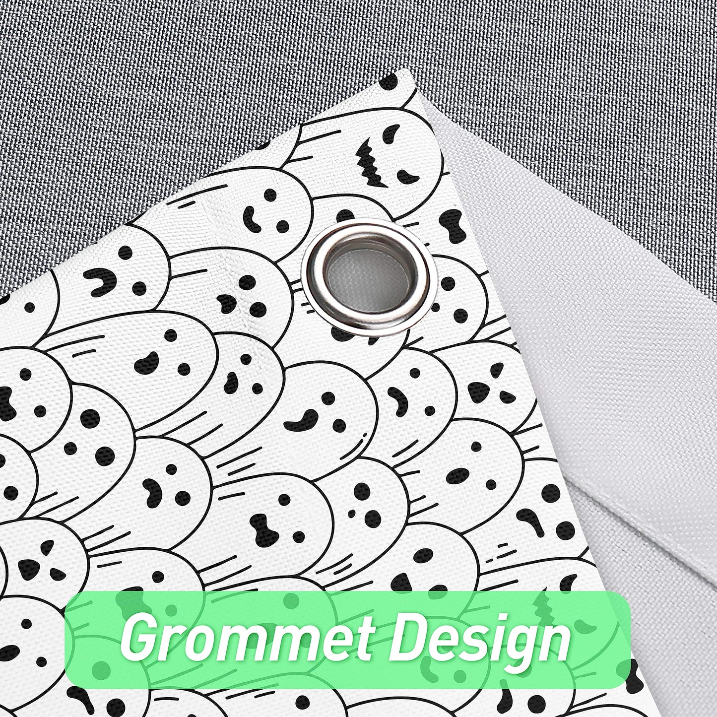 Spooky Ghost Shower Curtain, Waterproof Fabric with Hooks - 72x72 Inch, Perfect for Halloween Bathroom Decor