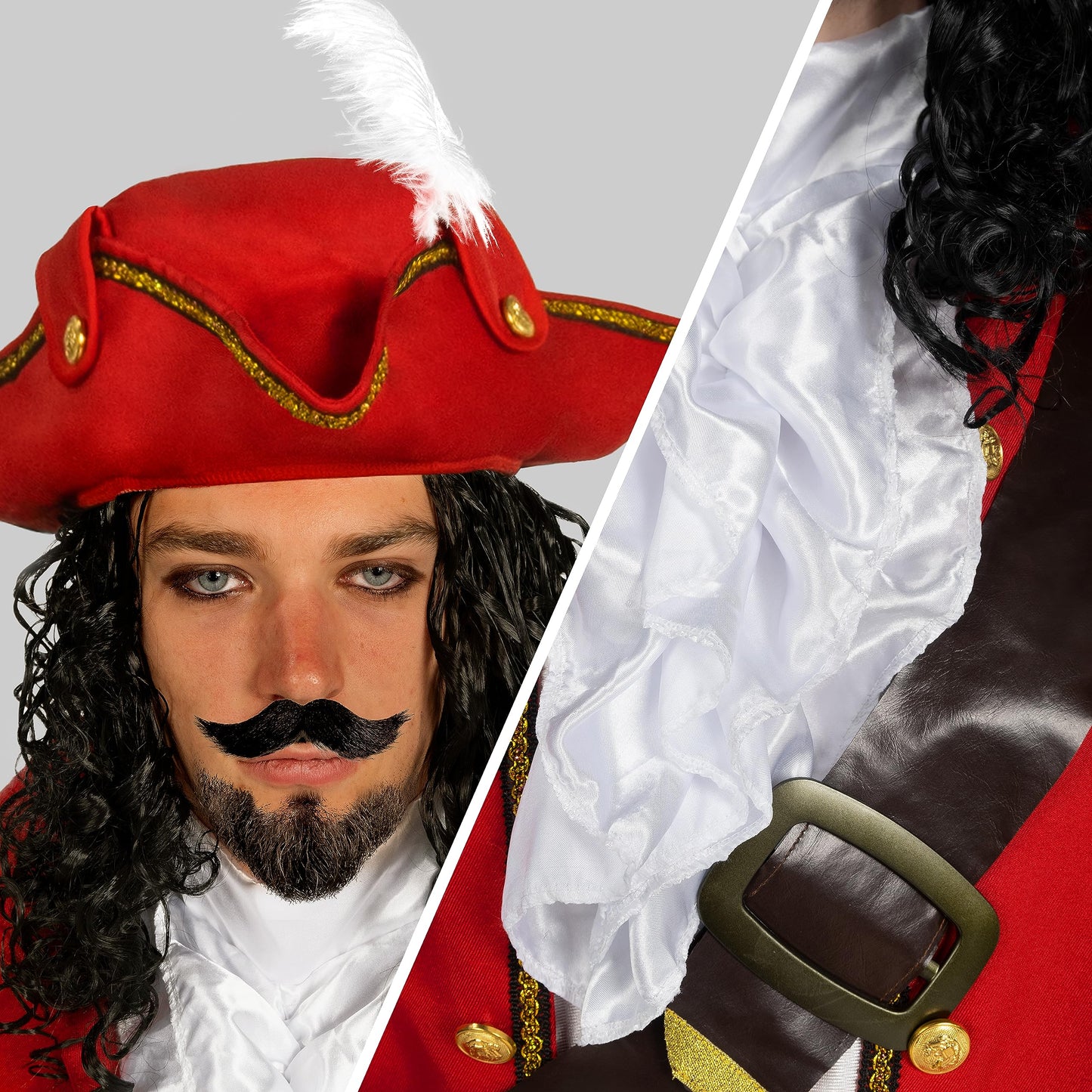 Spooktacular Creations Mens Pirate Captain Costume Set, Red Deluxe Captain Outfit for Adult Halloween Dress Up Party Cosplay (XX-Large)