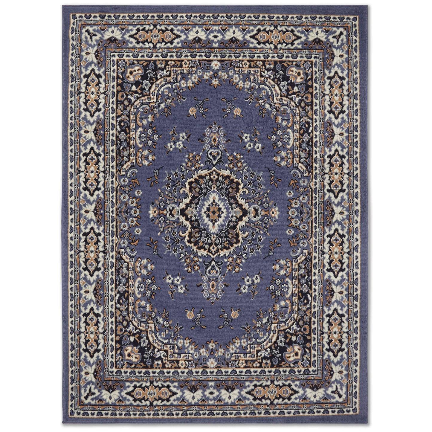Home Dynamix Premium Sakarya Traditional Medallion Area Rug, Country Blue/Brown, 7'8"x10'7"