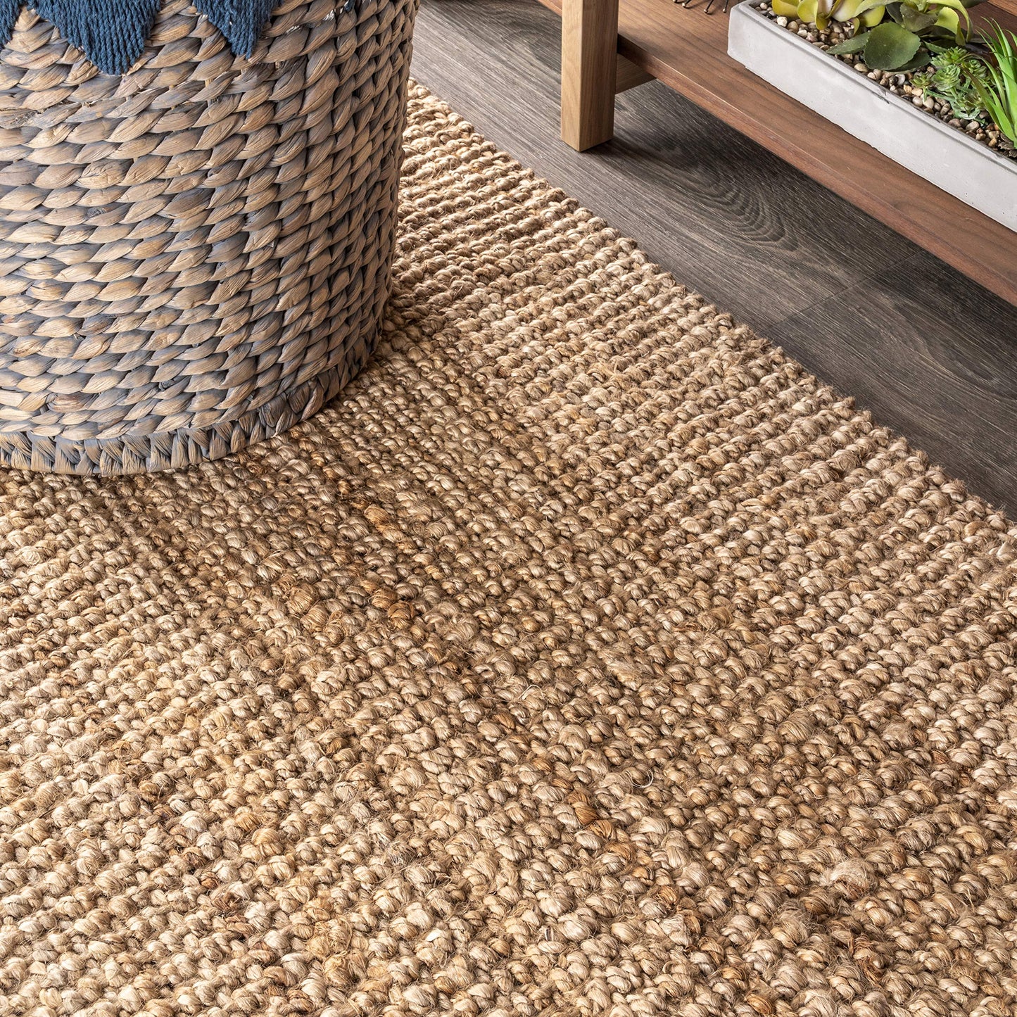 JONATHAN Y Pata Hand Woven Chunky Jute Natural 6x6 Square Indoor Area Rug, Bohemian, Rustic, Cottage, Easy-Cleaning for Living Room, Bedroom, Kitchen, Non-Shedding (NRF102A-6SQ)