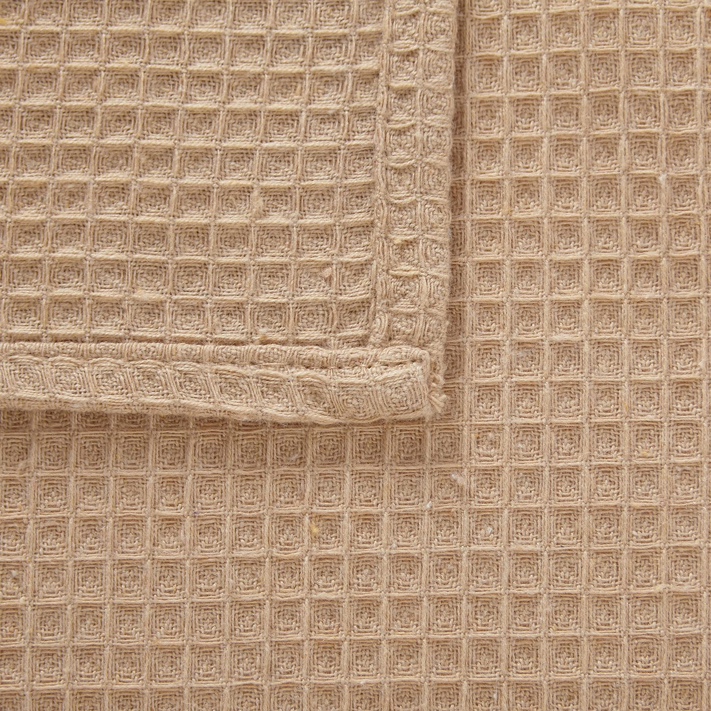 Encasa XO Kitchen Dish Towels Set | Beige | Waffle Weave and Flat Hand Tea Towel | 30x30 cm | Quick Drying Reusable Cotton Washcloths | Multipurpose Lightweight Dishcloths Set of 12