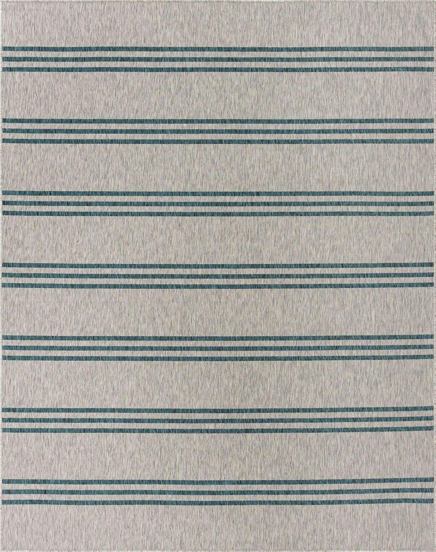 Unique Loom Outdoor Collection Area Rug - Anguilla (7' 10" x 10' Rectangle, Light Gray/ Teal)