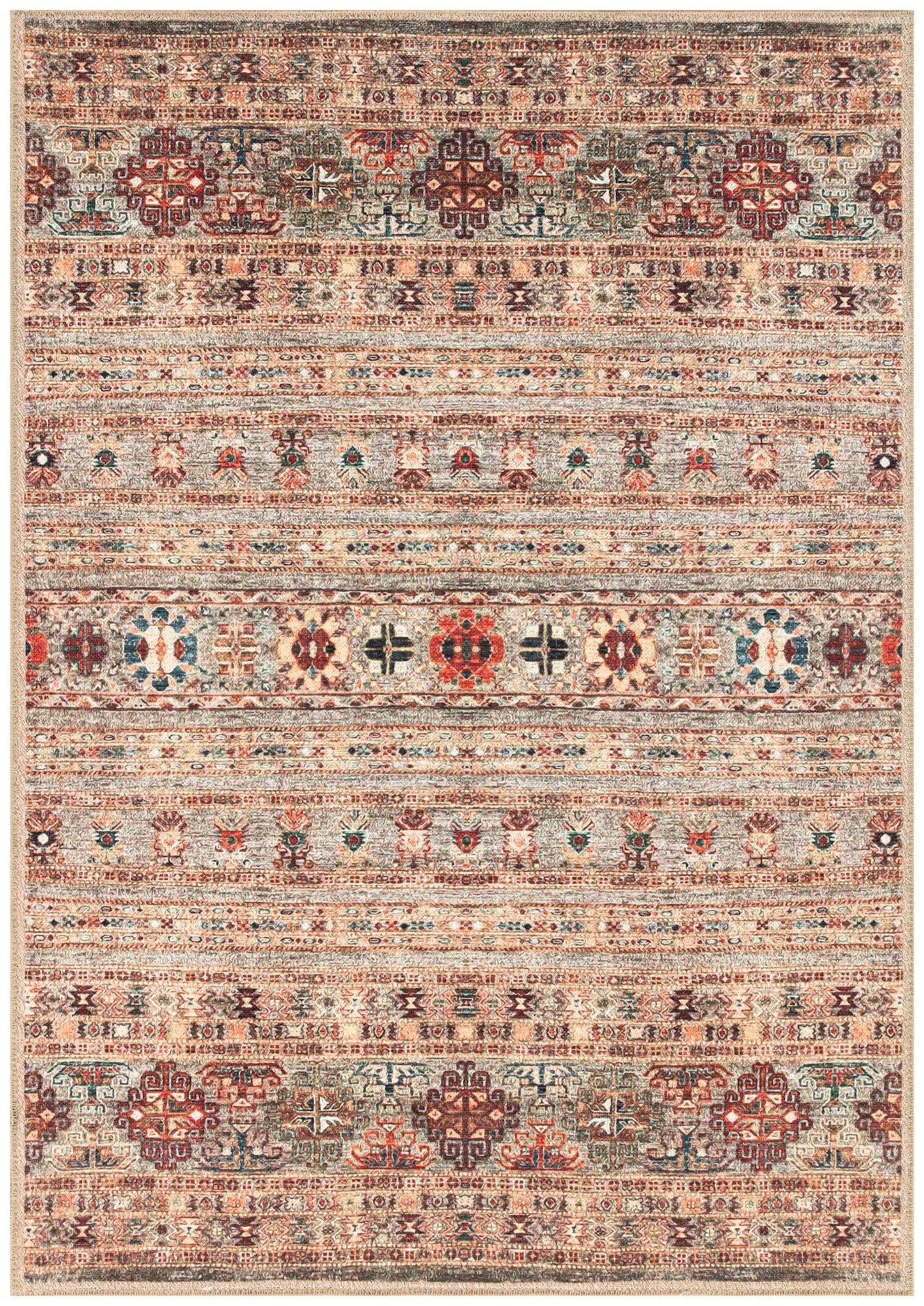 Keen Home Design 5x7 Rug - Machine Washable Area Rug with Non-Slip Backing, Ideal for Living Room, Dining Room, Bedroom - Vintage, Easy Clean, Durable, Low Pile Rug - (5' x 7')
