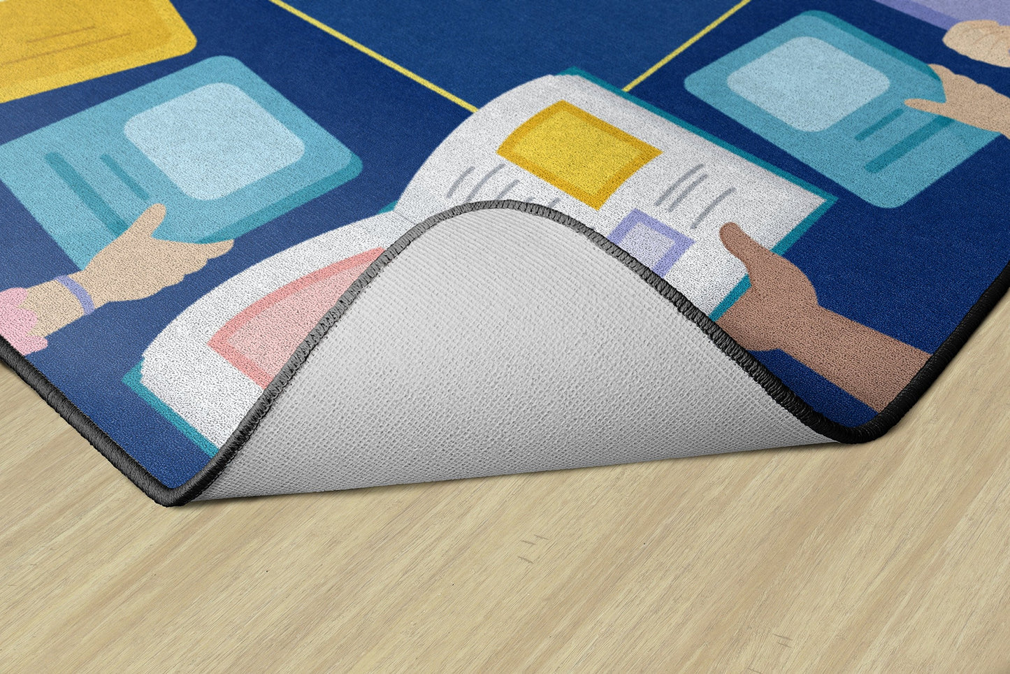 Flagship Carpets Book Border Multicolor Children's Educational Rug for Classroom Reading Area or at Home Activity and Learning Space, 7'6" x 12', Rectangle