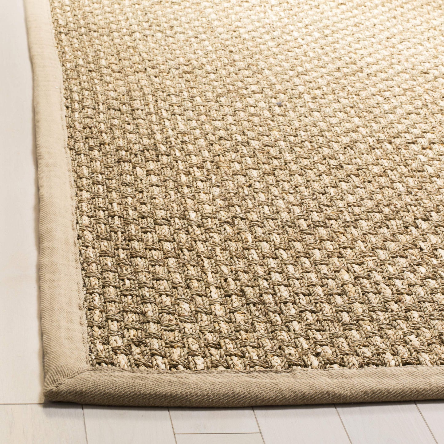 SAFAVIEH Area Rug 3x5 - Natural Fiber Collection - Natural & Beige, Seagrass, Basketweave Pattern with Border, Ideal for Living Room, Bedroom, Dining Space (NF118A)
