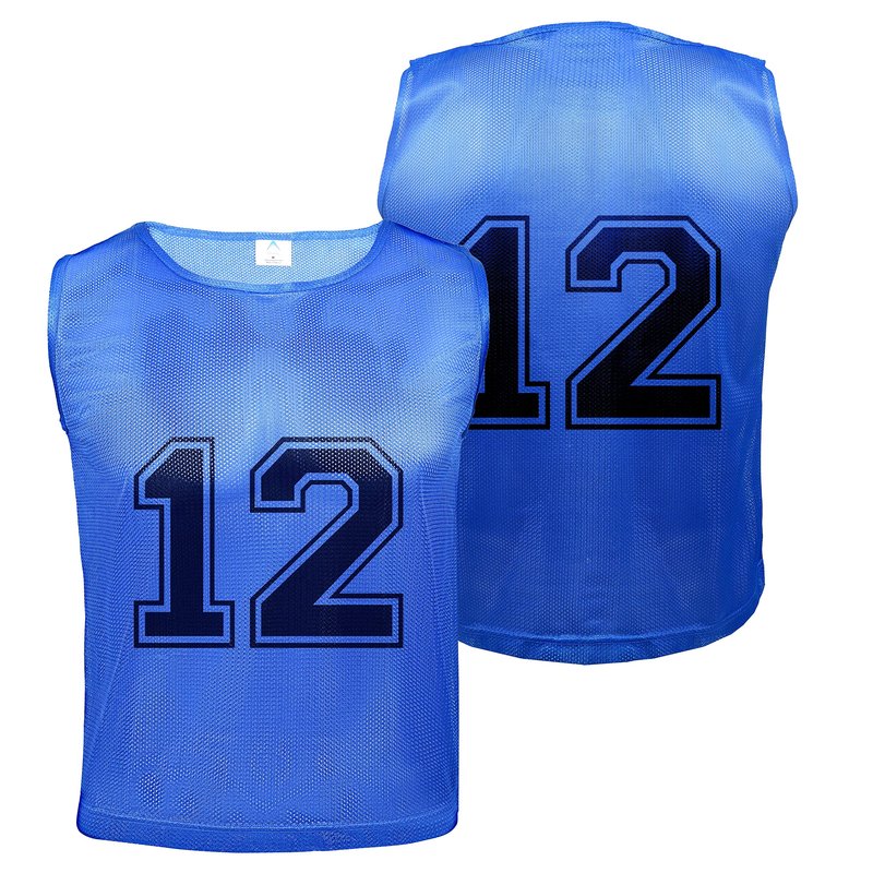 Athllete Youth Soccer Pinnies - Numbered 12 Pack, Lightweight, Breathable, Large