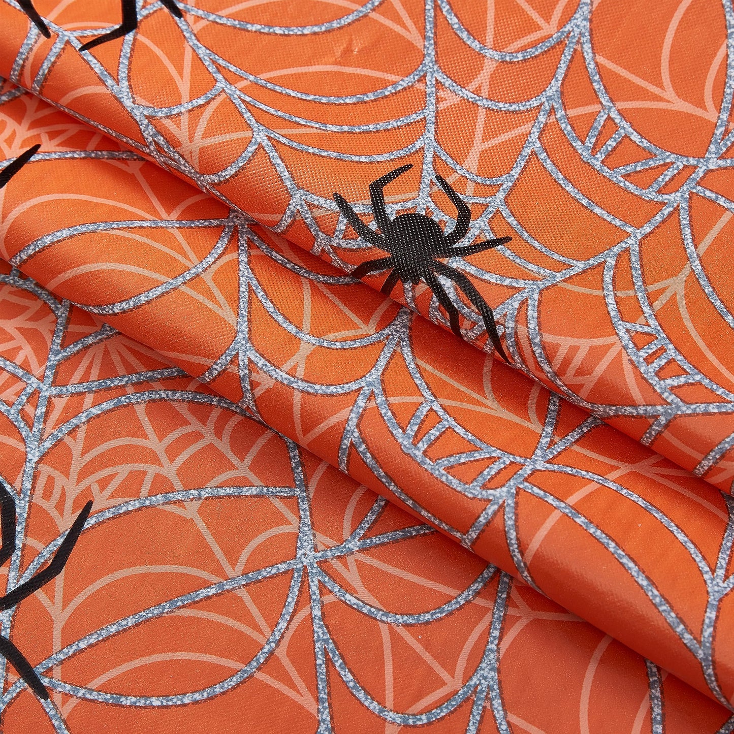 Newbridge Halloween Orange Scary Spiders Web 52 x 70 Inch Rectangle Vinyl Tablecloth with Flannel Backing