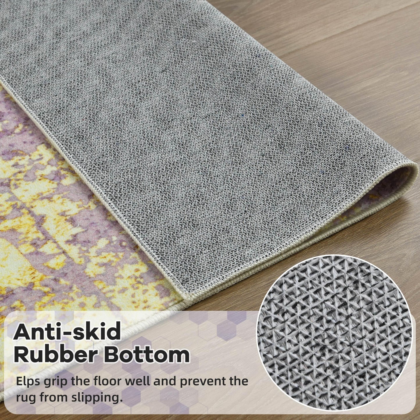 Merelax 5x7 Pink Yellow Living Room Area Rug, Large Washable Rugs for Bedroom Dining Room, Soft Boho Abstract Area Rugs, Modern Non Slip Low Pile Carpet for Office Study Kids Room