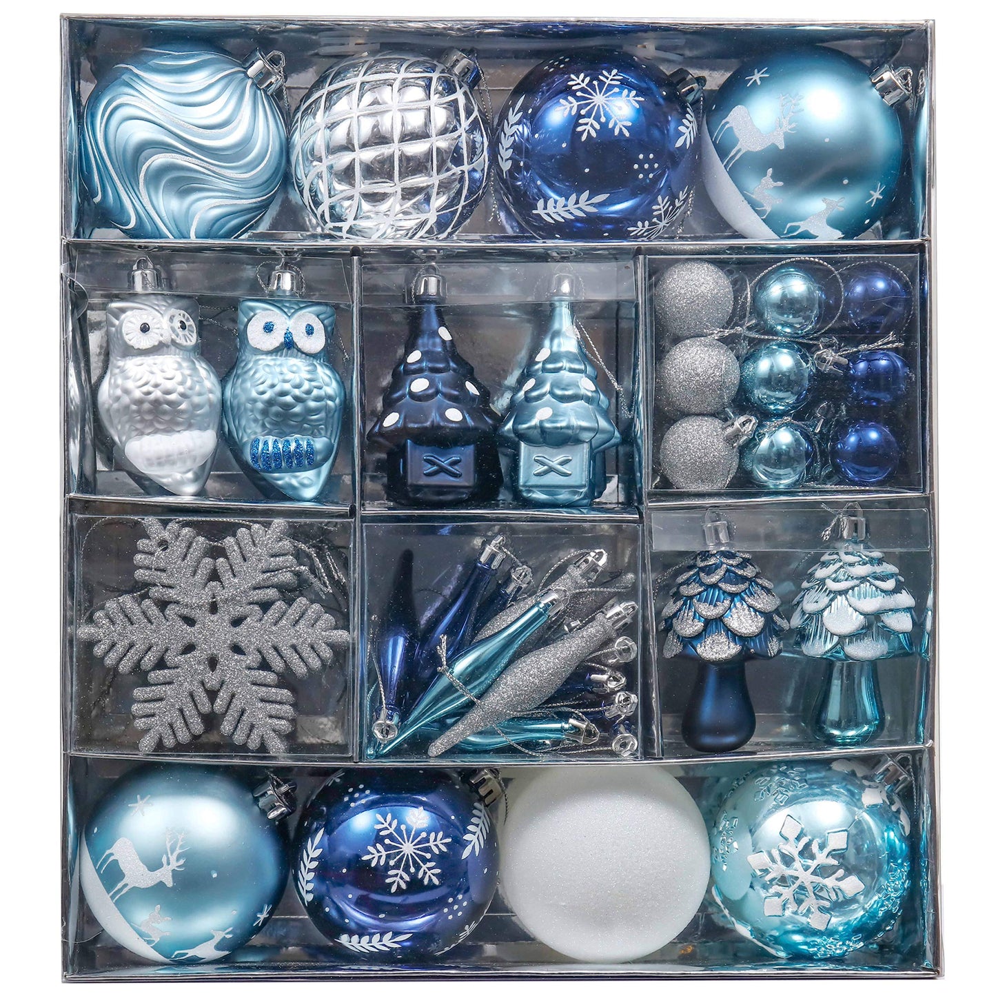 Valery Madelyn Christmas Tree Decorations Set, 80ct Navy Blue and Silver Shatterproof Christmas Ball Ornaments Bulk, Winter Wonderland Hanging Ornaments for Xmas Holiday Decor