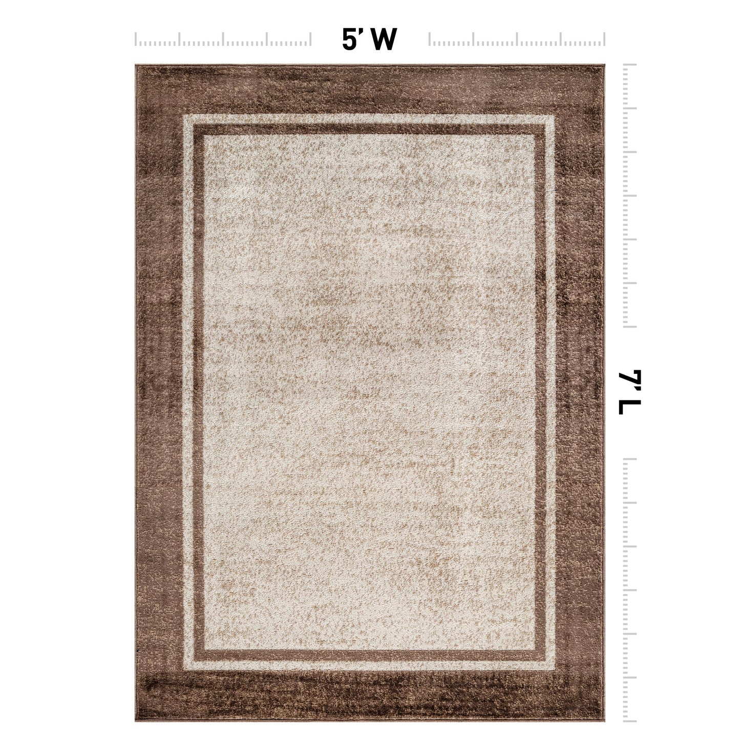 Rugshop Modern Transitional Bordered Indoor Area Rug for Living Room,Bedroom,Kitchen Rug Low Pile Rug with Jute Backing 5' x 7' Beige