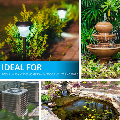 GE 7-Day Digital Pool Timer, 2HP 40A Load Capacity Pump Switch, Outdoor NEMA 3R-Rated Box, Universal Voltage Replacement, Water Heater Control, Tamper Resistant Metal, 46537