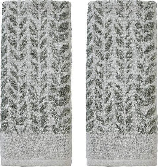 SKL Home Distressed Leaves 100% Turkish Cotton Premium 2-Piece Hand Towel Set