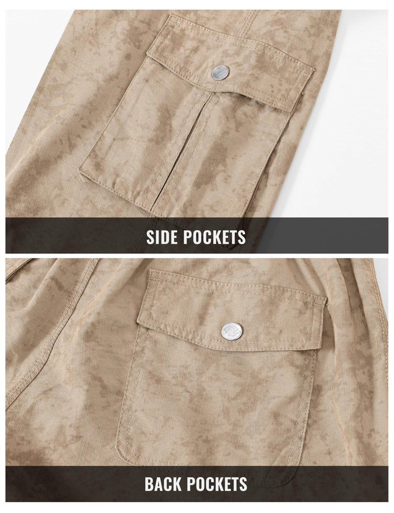 MoFiz Womens Cargo Capris Lightweight Hiking Pants Quick Dry Casual Outdoor Loose Shorts Dirty Khaki 4XL