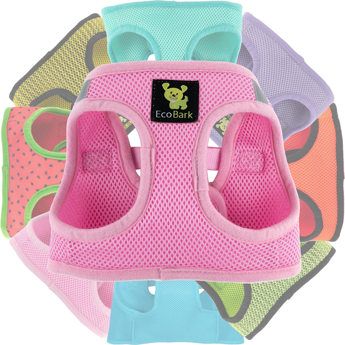 EcoBark Baby Pink Step in Dog Harness - Step in Mesh Dog Harnesses - Safe & Secure Wrap Around Body Halter Vest
