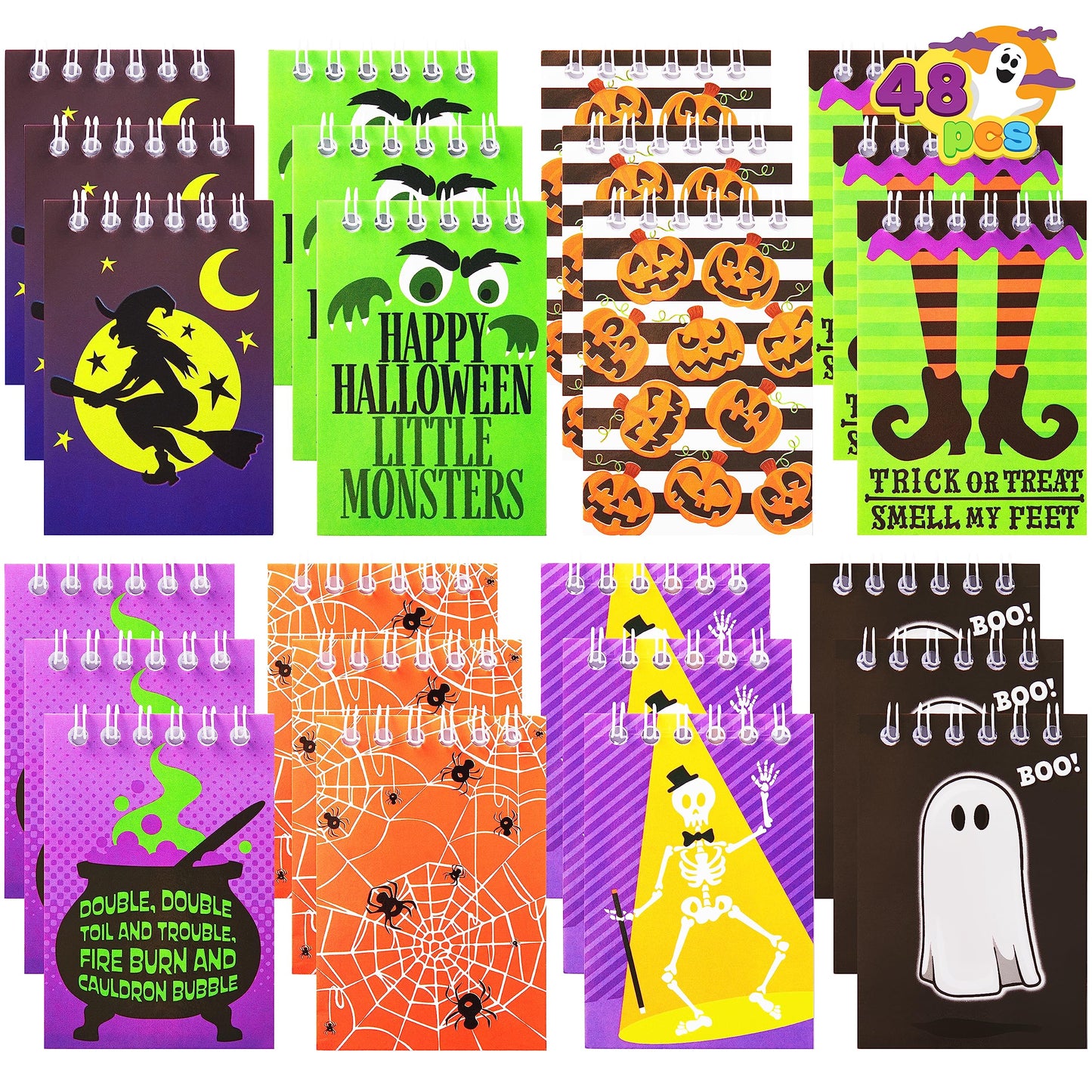 JOYIN 48 PCS Halloween Spooky Notepad Set in 8 Designs, Halloween Note Pads for Kids Trick or Treating, Stationery Prizes and Treats, Goodies Bags Fillers, School Classroom Party Favors Supplies Gifts