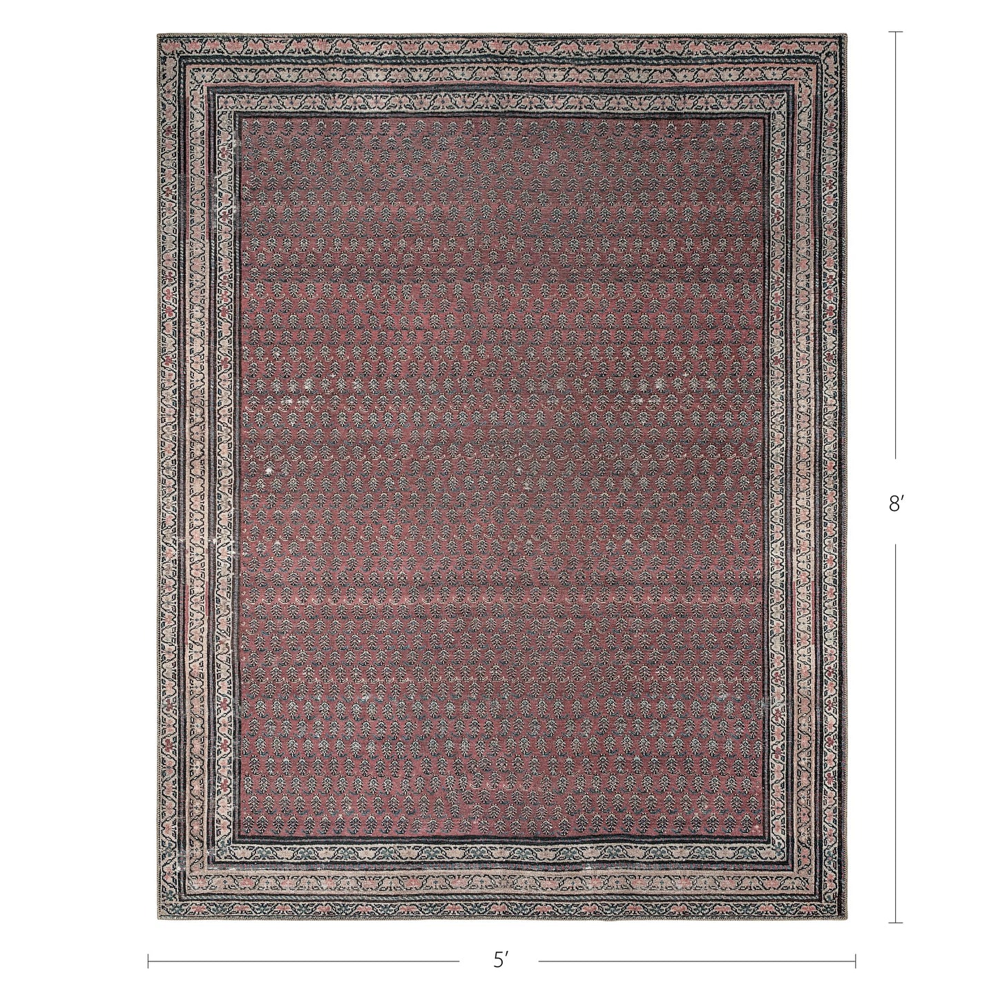 KNOTTING MATTERS Rusty Rhythm 5’ x 8’ Area Rug – Deep Rust & Charcoal Heritage Flatweave, Low-Pile – Easy Clean Area Rug – Perfect for Living Room, Dining Room, Bedroom – Pet & Kid Friendly