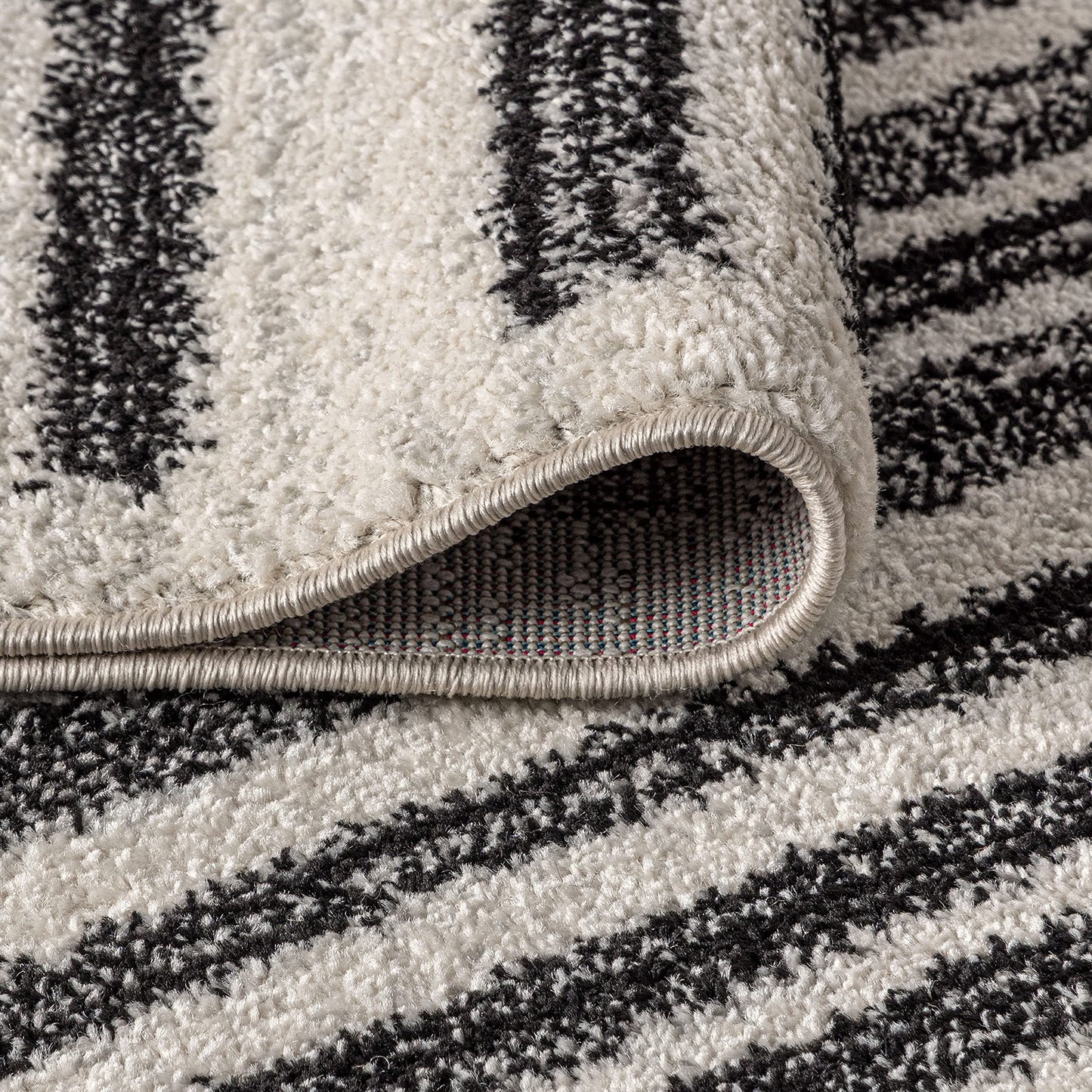 JONATHAN Y Khalil Modern Berber Stripe Cream/Black Indoor Area Rug, 8x10, Contemporary, Bohemian, Easy-Cleaning for Living Room, Bedroom, Kitchen, Pet Friendly, Non-Shedding (MOH207A-8)