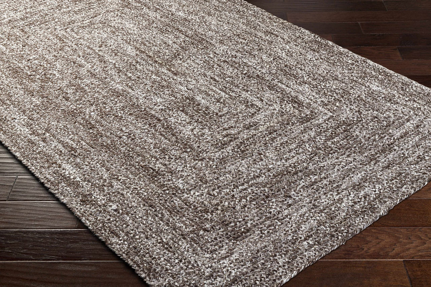 Hauteloom Burgundy Recycled Material Living Room, Bedroom Area Rug - Border Square Abstract Ombre - Contemporary Modern Minimalist Transitional Farmhouse - Gray, Charcoal, Light, Neutral - 5' x 7'6"