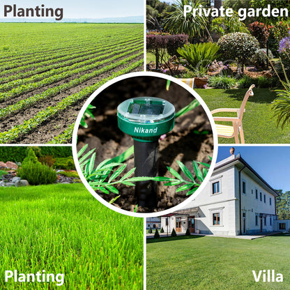 Gopher Repellent Ultrasonic Solar Powered - Mole Repellent Stakes Outdoor Pet Safe - Groundhog Repeller Snake Rodent Gopher Spikes Chaser - Sonic Mole Deterrent Devices (2)