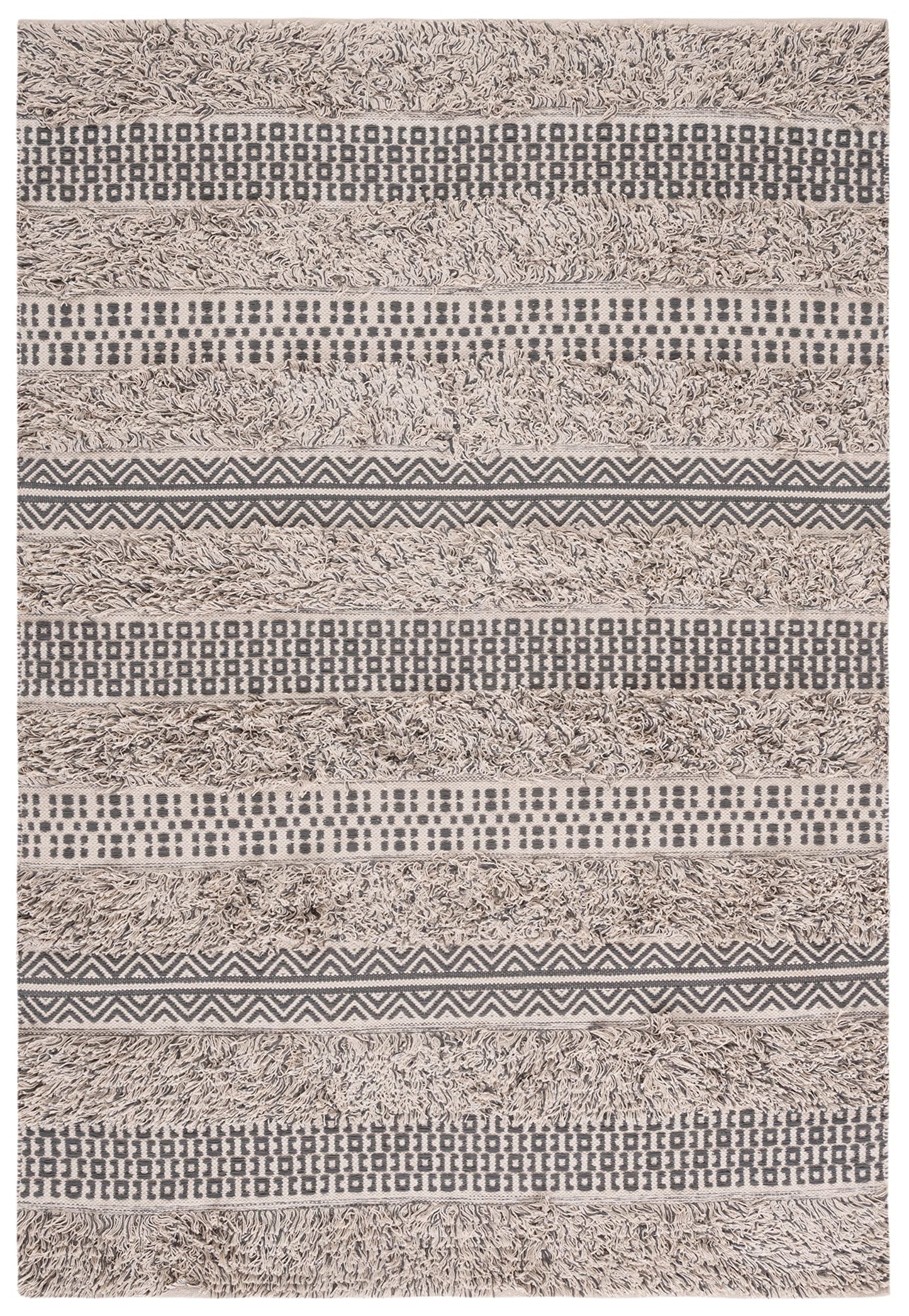 SAFAVIEH Natura Collection Accent Rug - 4' x 6', Grey & Ivory, Flat Weave Cotton Design, Easy Care, Ideal for High Traffic Areas in Entryway, Living Room, Bedroom (NAT928F)