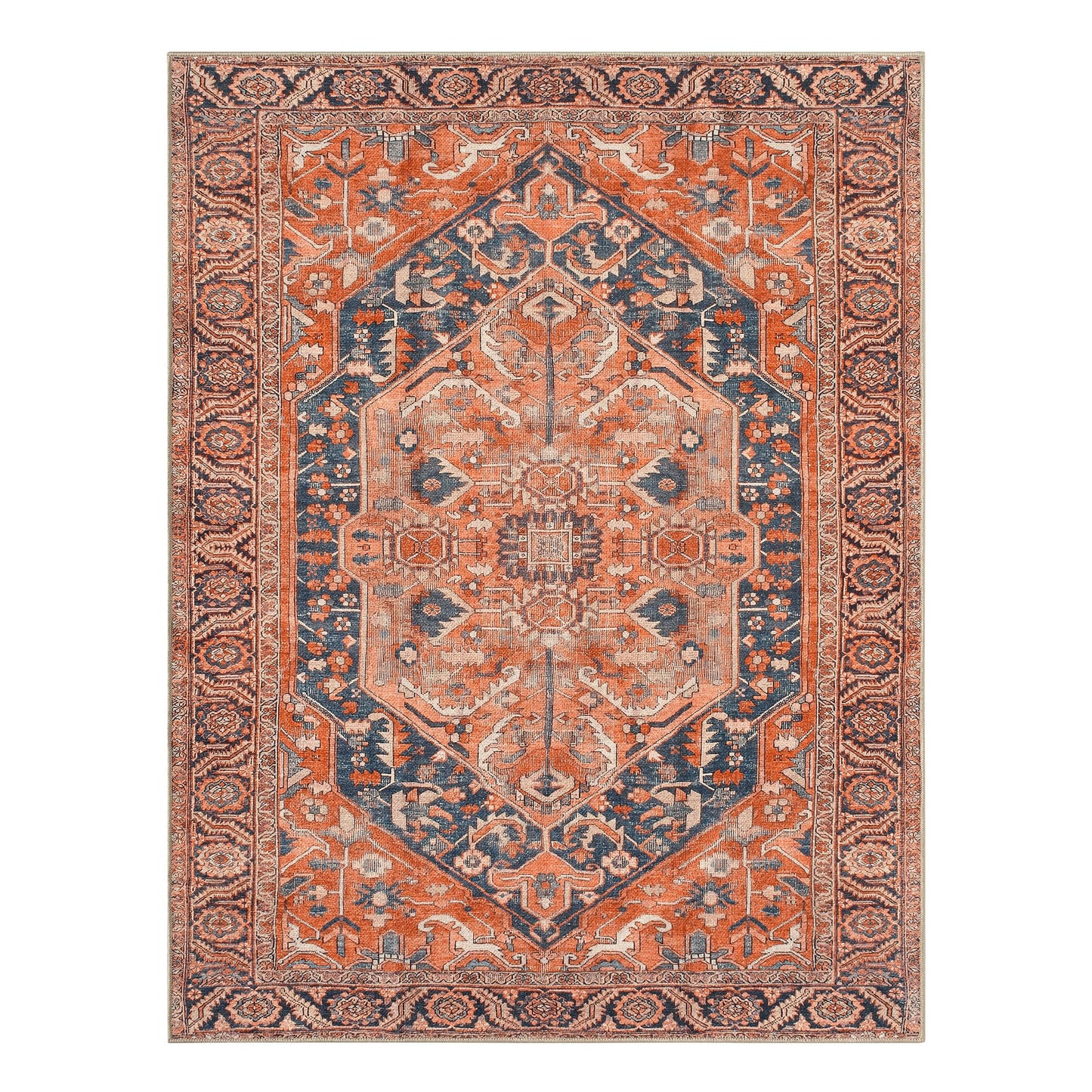 Keen Home Design 48"x72" Rug - Machine Washable Area Rug with Non-Slip Backing, Ideal for Living Room, Dining Room, Bedroom - Vintage, Easy Clean, Durable, Low Pile Rug - (4' x 6')
