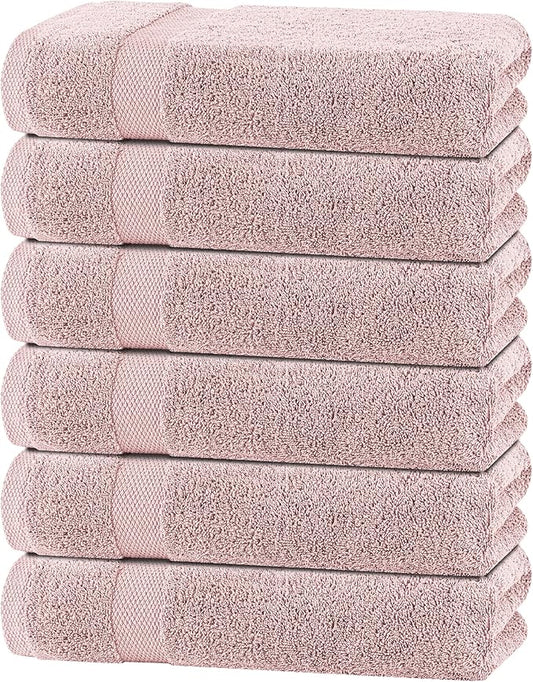 White Classic Wealuxe Pink Bath Towels 24x50 Inch, Cotton Towel Set