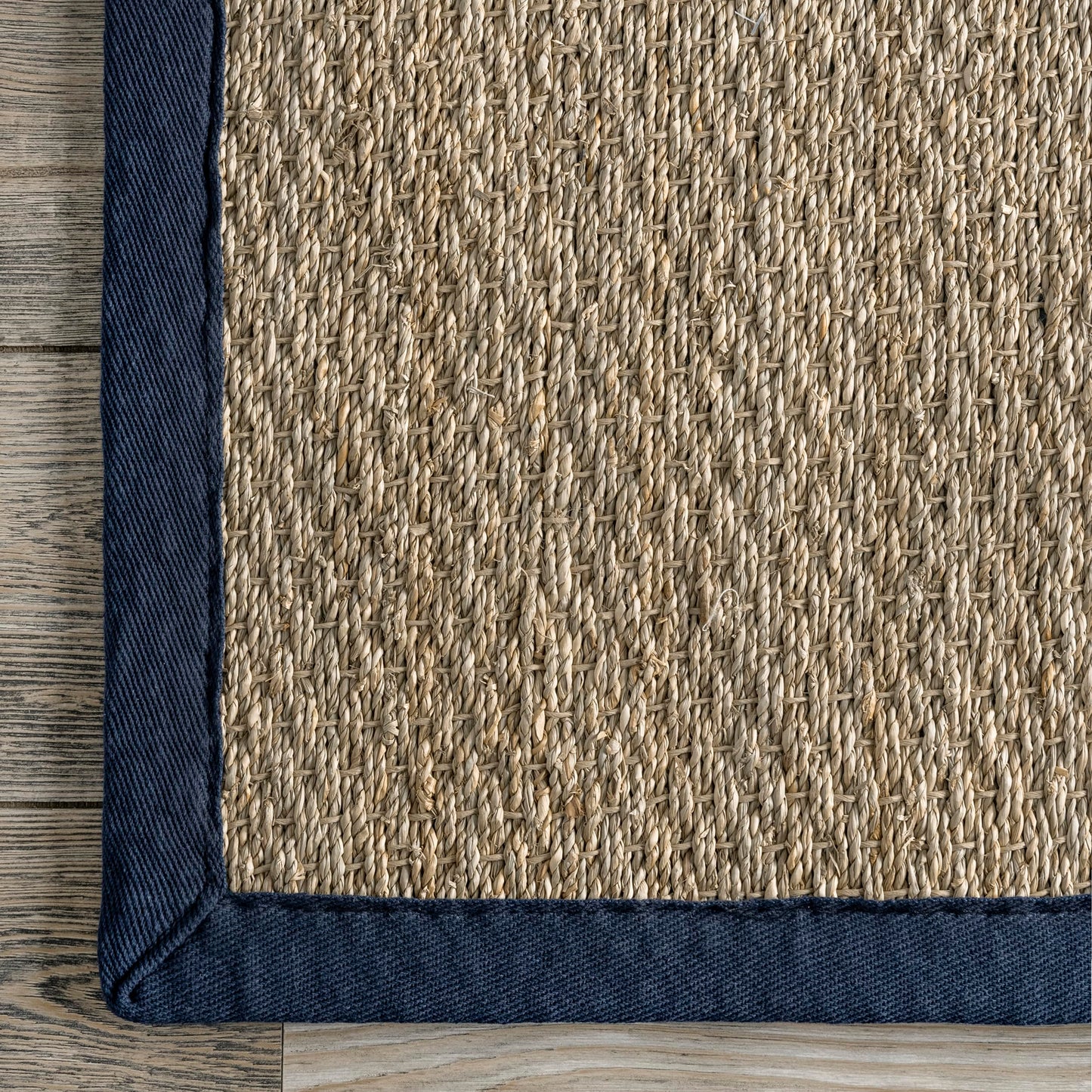 Nuloom Elijah Navy/Natural, 4' x 6', Basketweave, Seagrass, Soft and Textured, High Traffic, Stain Resistant, Easy Clean, Durable Area Rug for Bedroom, Living Room, Dining, Den, Foyer, Entryway
