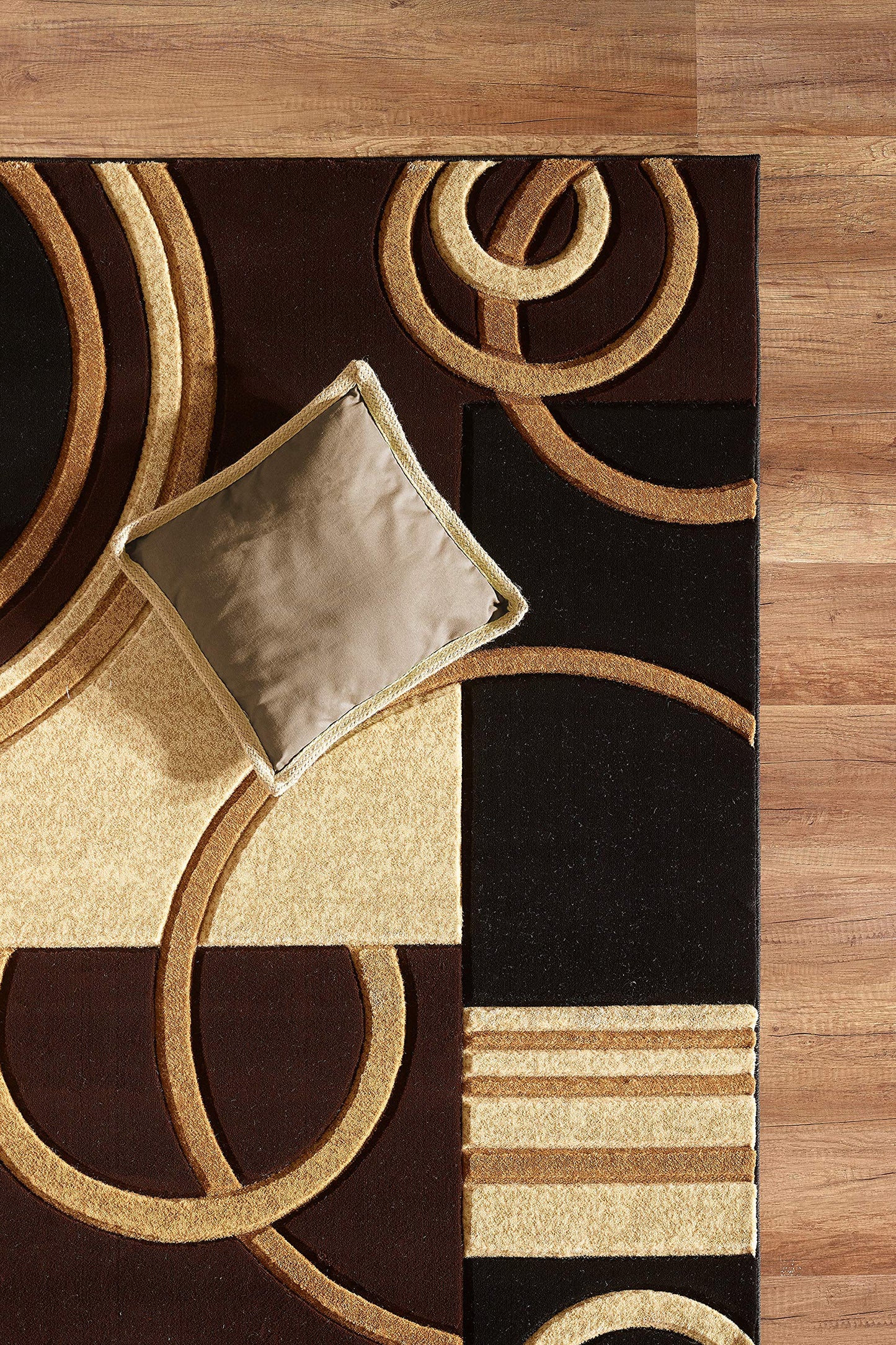 GLORY RUGS Area Rug Modern Soft Hand Carved Contemporary Floor Carpet with Premium Fluffy Texture for Indoor Living Dining Room and Bedroom Area (Brown, 4'x6')