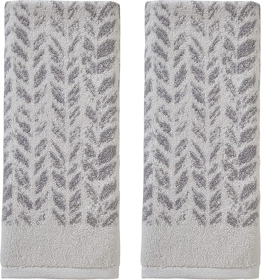 SKL Home Distressed Leaves 100% Turkish Cotton Premium 2-Piece Hand Towel Set