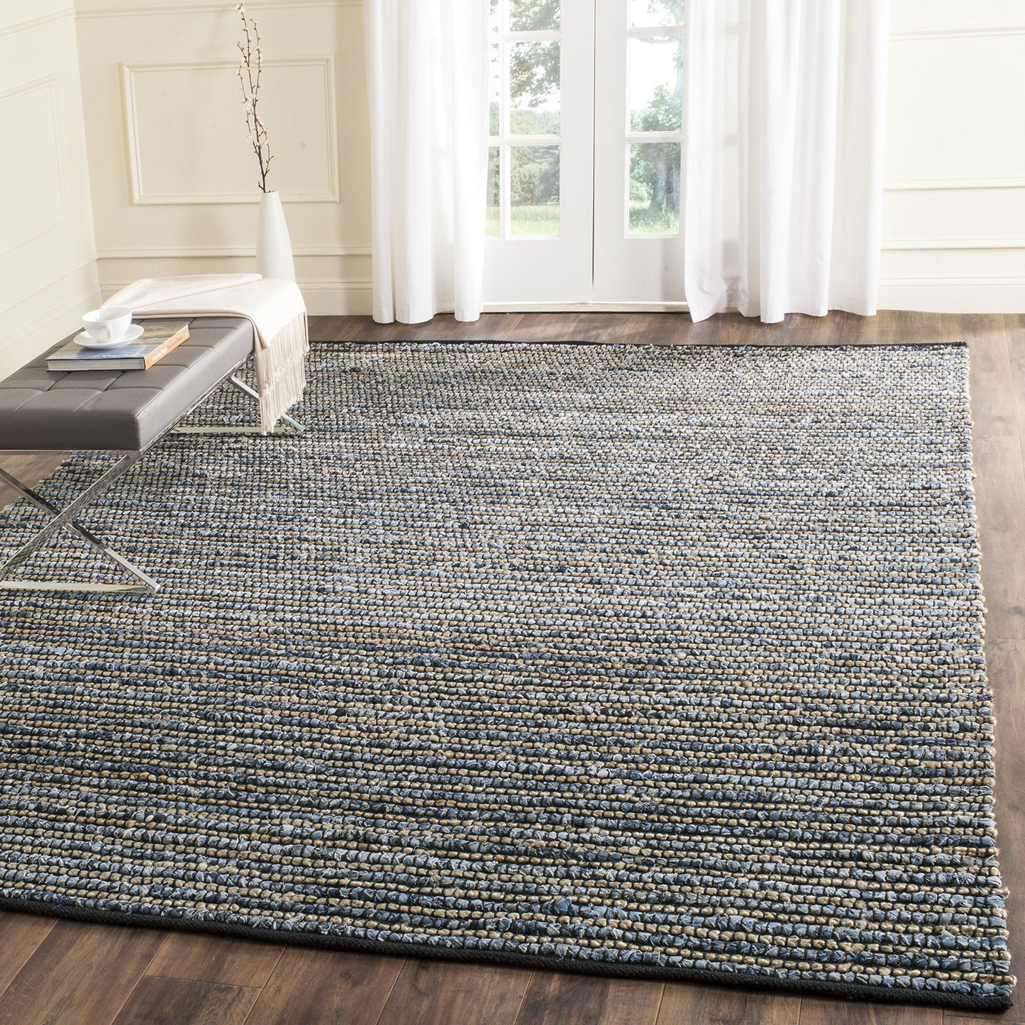 SAFAVIEH Cape Cod Collection Accent Rug - 3' x 5', Blue, Handmade Flat Weave Braided Cotton & Jute, Ideal for High Traffic Areas in Entryway, Living Room, Bedroom (CAP365A)