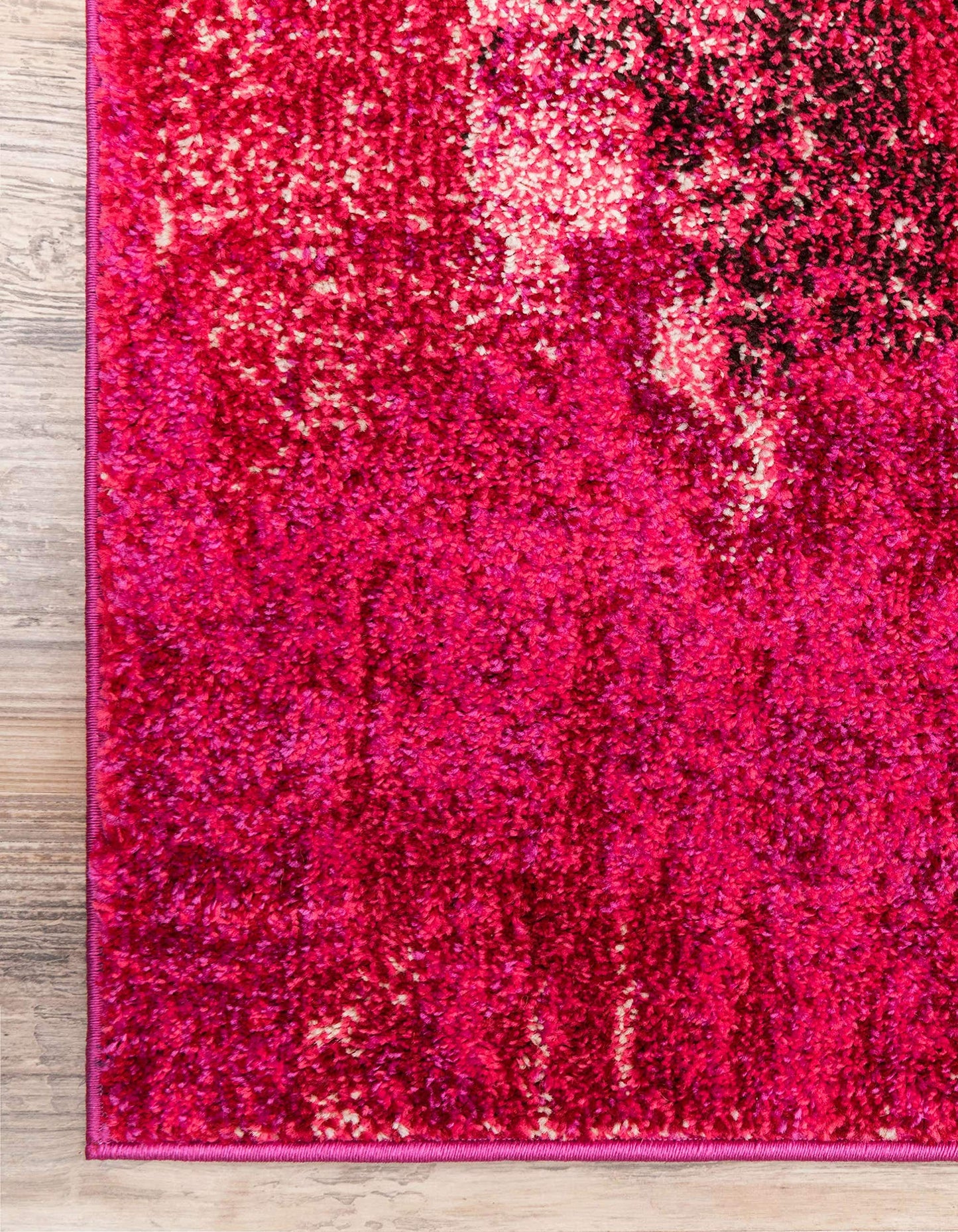 Unique Loom Jardin Collection Colorful, Vibrant, Abstract Watercolor Area Rug (5' 0 x 8' 0 Rectangular, Pink/ Red)