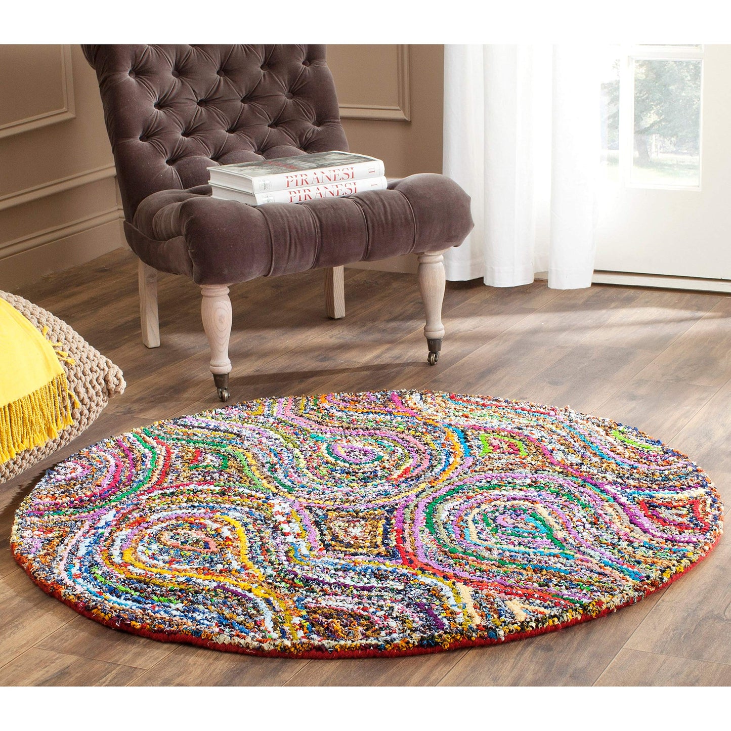 SAFAVIEH Nantucket Collection Accent Rug - 2'3" x 4', Multi, Handmade Boho Abstract Burst Cotton, Ideal for High Traffic Areas in Entryway, Living Room, Bedroom (NAN437A)