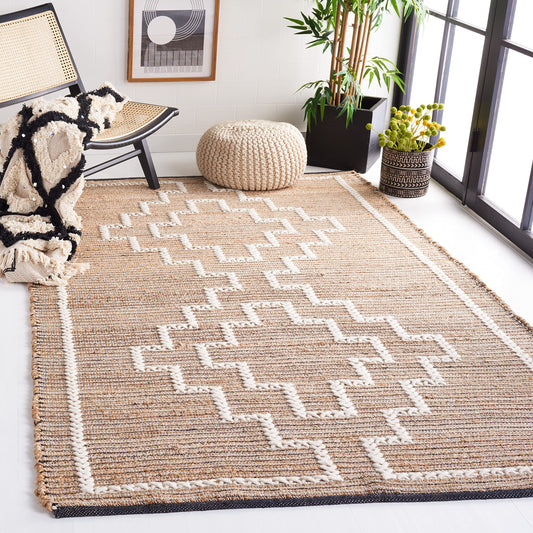 SAFAVIEH Natural Fiber Collection Accent Rug - 4' x 6', Natural & Ivory, Flat Weave Farmhouse Jute Design, Ideal for High Traffic Areas in Entryway, Living Room, Bedroom (NFB375A)