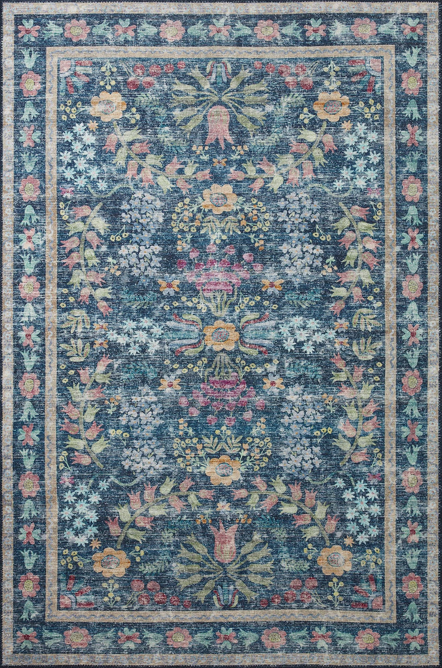 Loloi Rifle Paper Co. Maison Collection MAO-06 Blue/Multi 7'-6" x 9'-6", .19" Pile Height, Area Rug