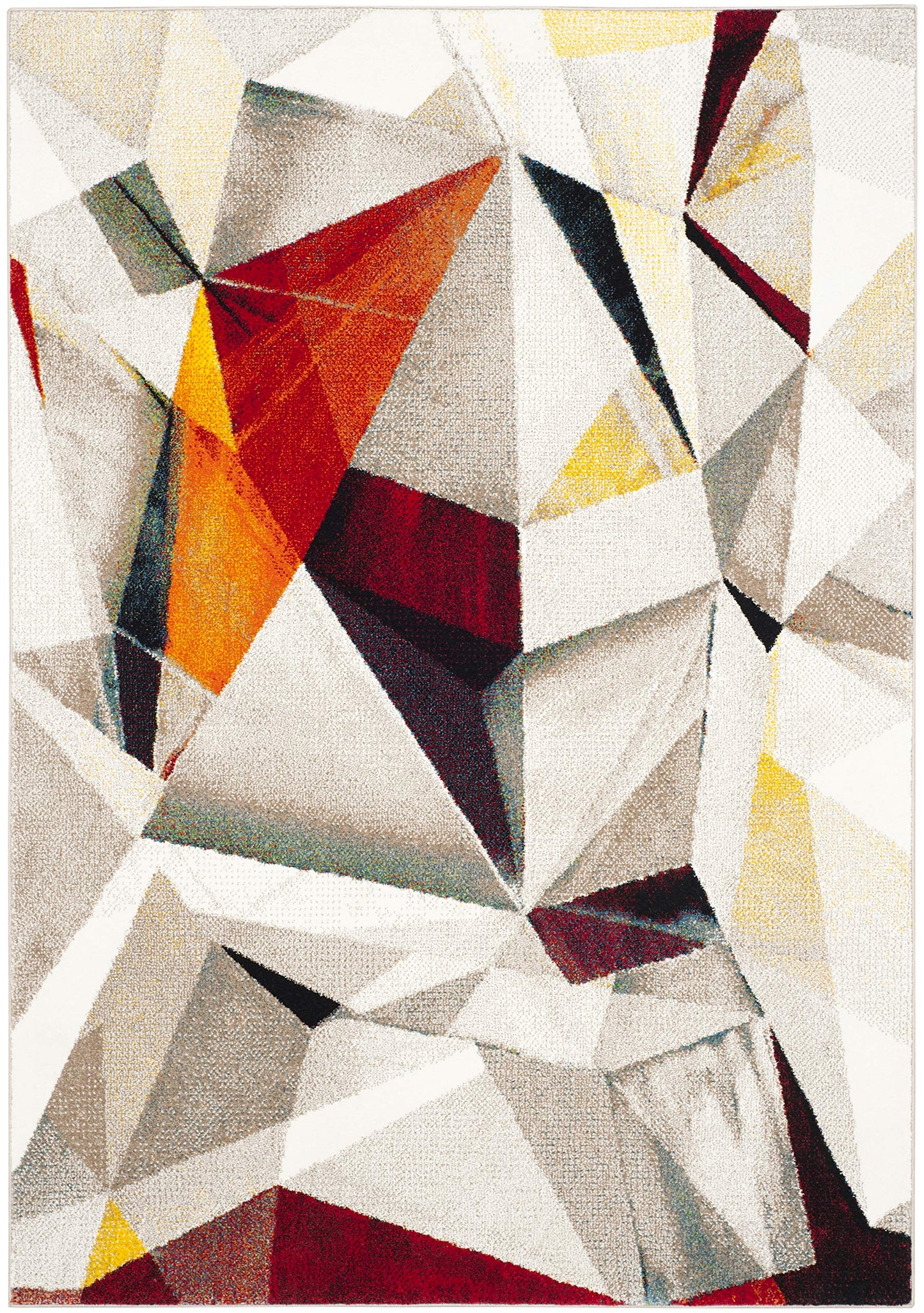 SAFAVIEH Porcello Collection Area Rug - 6'7" x 9', Light Grey & Orange, Modern Abstract Design, Non-Shedding & Easy Care, Ideal for High Traffic Areas in Living Room, Bedroom (PRL6940F)