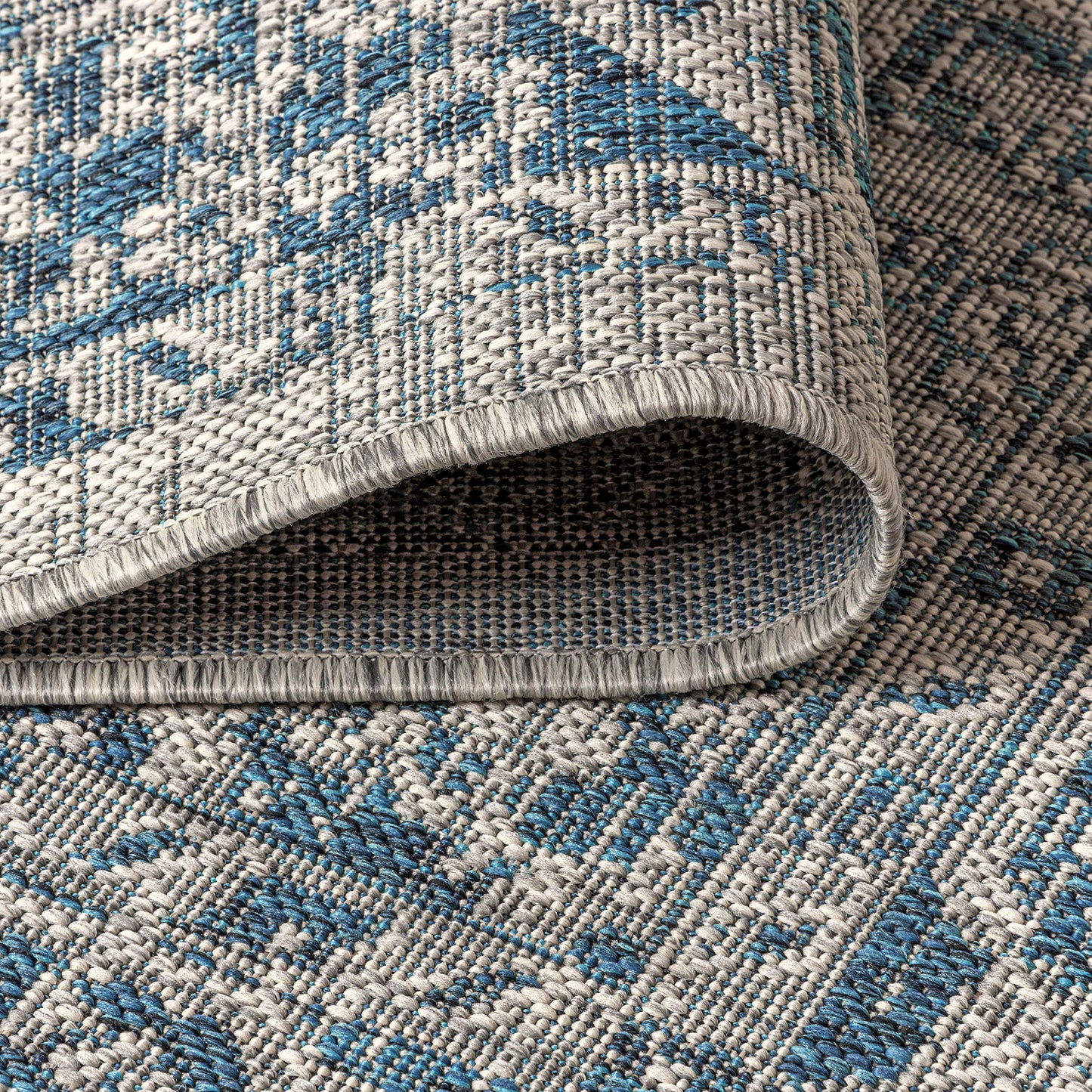 JONATHAN Y Boho Medallion Indoor Outdoor Area Rug 8X10 Gray/Navy, Rozetta Textured Weave for Backyard, Patio, Porch, Easy-Cleaning, High Traffic, Pet-Friendly, Non-Shedding (SMB102B-8)
