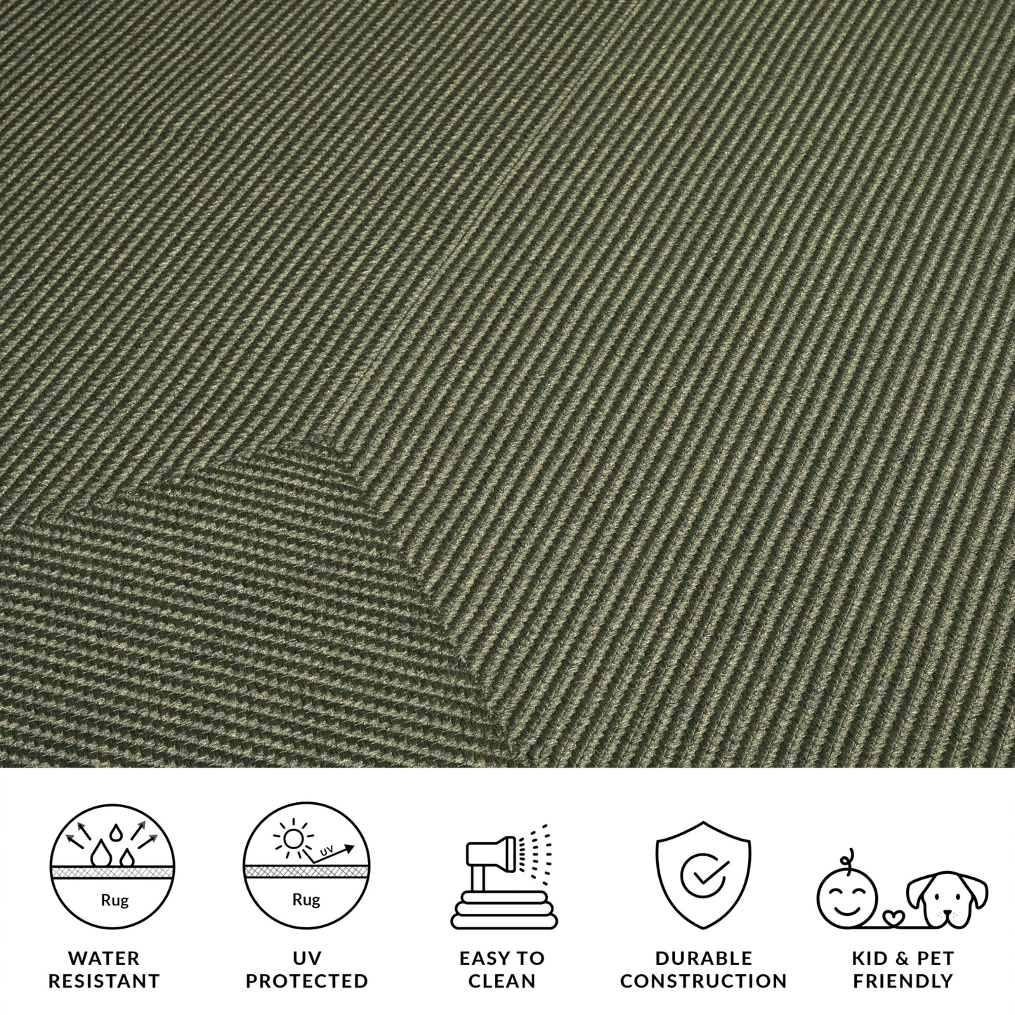 SAFAVIEH Washable Rug Outdoor Braided Collection - 4' Square, Green, Handmade & Reversible, Non-Shedding & Easy to Clean, Ideal for Patio, Backyard, Mudroom (BRD315A)