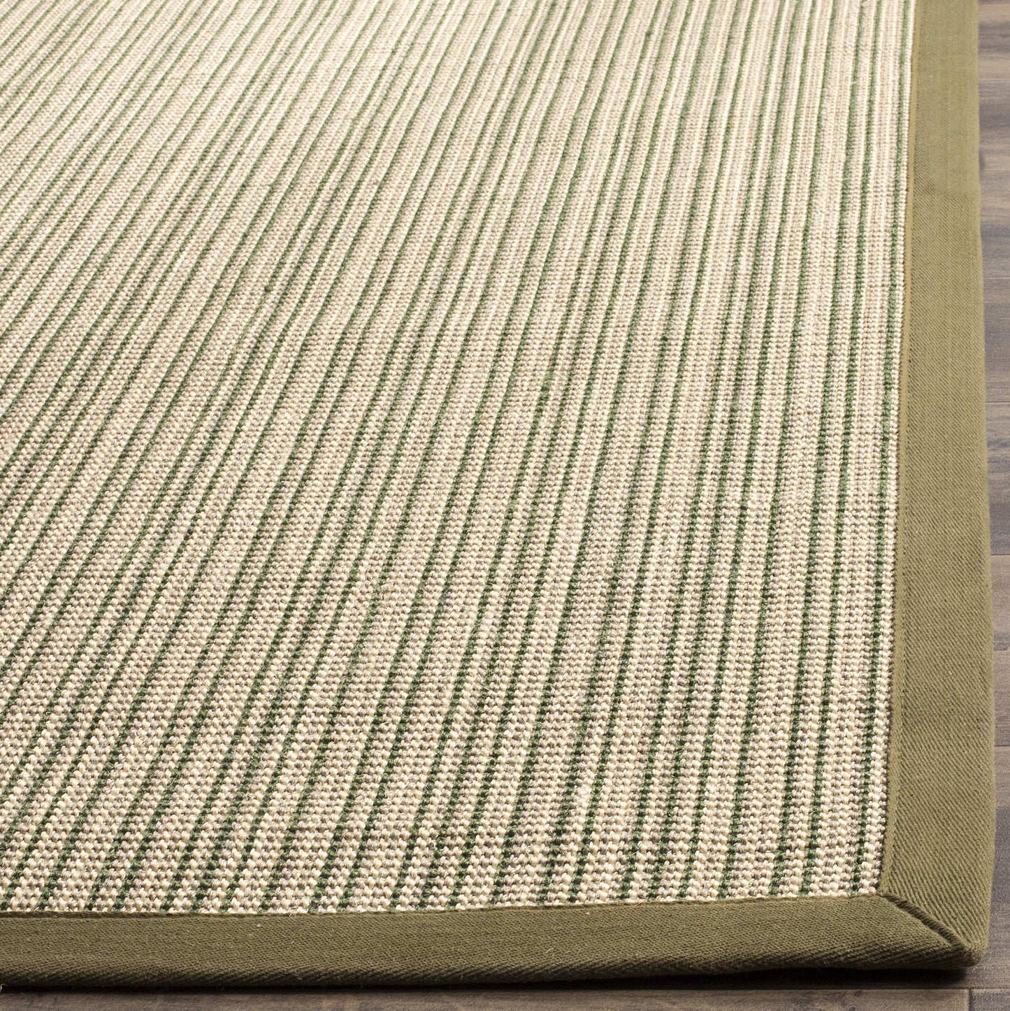 SAFAVIEH Natural Fiber Collection Runner Rug - 2'6" x 12', Green & Green, Border Stripe Sisal Design, Easy Care, Ideal for High Traffic Areas in Living Room, Bedroom (NF442A)