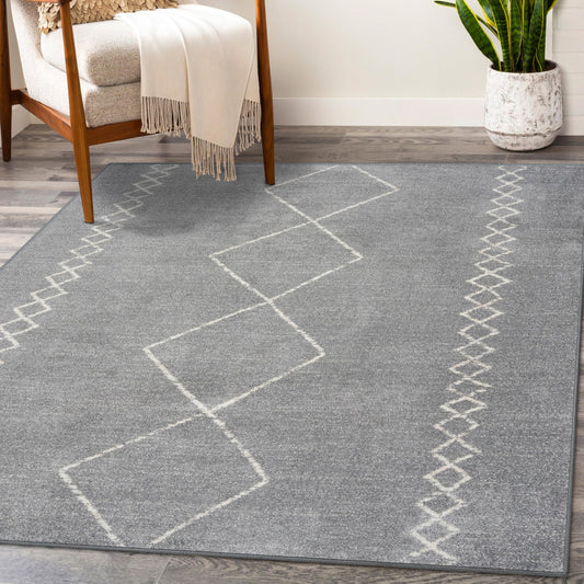 LUXE WEAVERS Daphnes Grey 8x10 Boho Moroccan Geometric Area Rug 2735