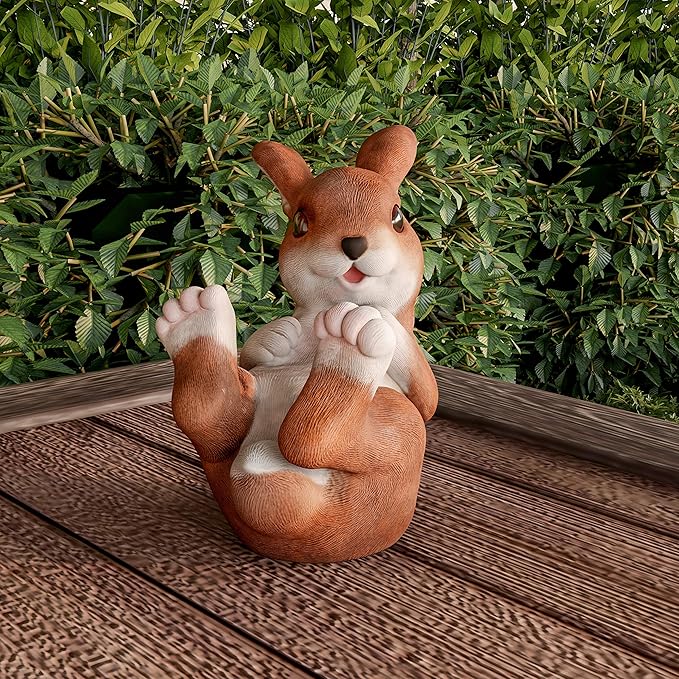 Pure Garden Bunny Rabbit Statue-Resin Animal Figurine for Outdoor Lawn and Garden Décor-Great for Flower Beds, Fairy Gardens, Backyards and More