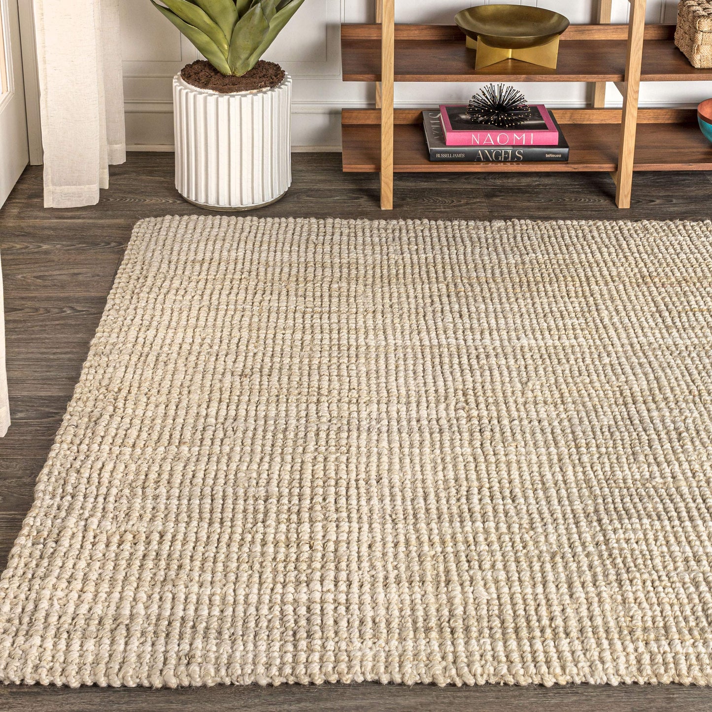 JONATHAN Y Hiro Hand Woven Chunky Jute Ivory Indoor Area Rug, 5x8, Bohemian, Transitional, Easy-Cleaning for Living Room, Bedroom, Kitchen, Pet Friendly, Non-Shedding (NFR103A-5)