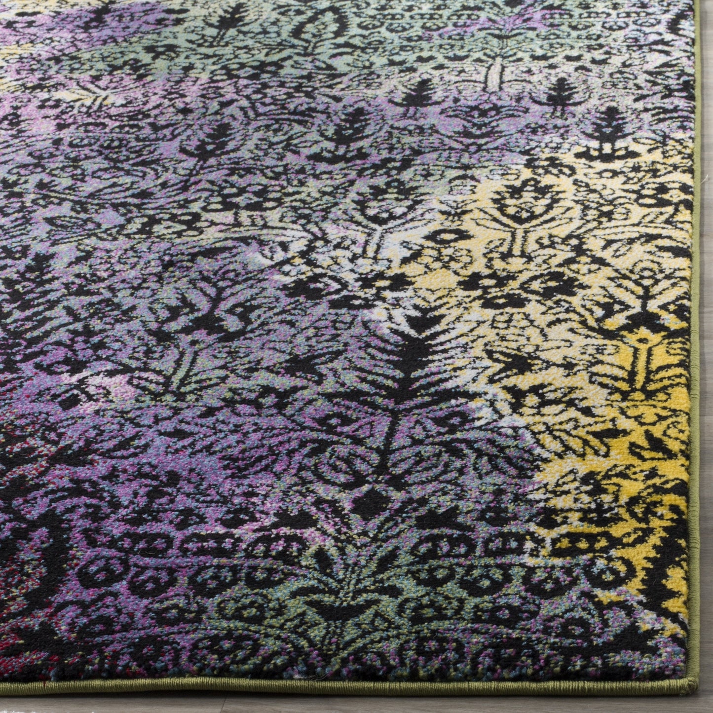 SAFAVIEH Watercolor Collection Accent Rug - 2'7" x 5', Light Yellow & Green, Modern Boho Abstract, Non-Shedding & Easy Care, Ideal for High Traffic Areas in Foyer, Living Room, Bedroom (WTC673H)