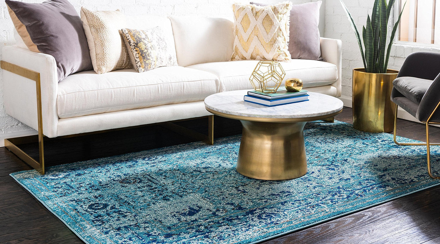 Unique Loom Medici Collection Vintage Botanical Traditional Light Blue Area Rug (5' 0 x 8' 0)