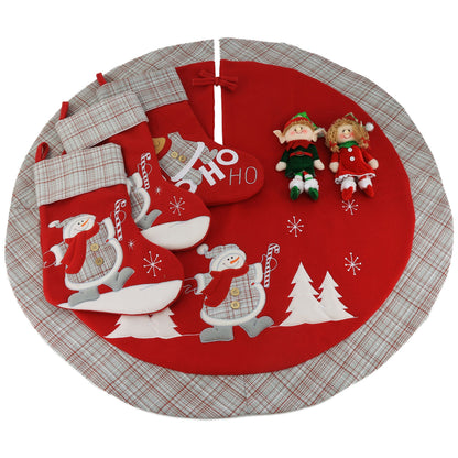 WEWILL Lovely Christmas Stockings Set of 3 Santa, Snowman, Reindeer, Xmas Character 3D Plush Linen Hanging Tag Knit Border for Family Kids
