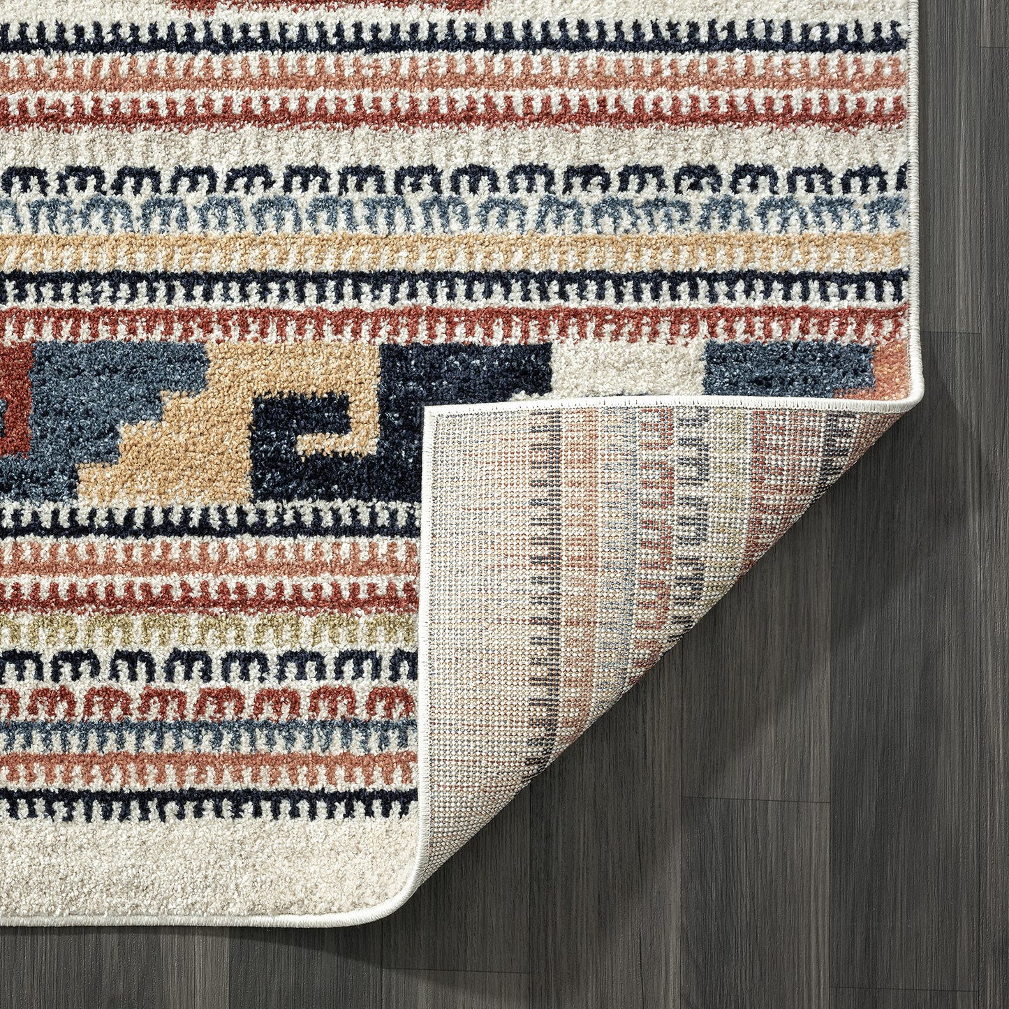 Abani Multicolor Southwestern Design Area Rug - Non-Shed Orange, Grey & Beige Tribal Pattern Dining Room Carpet Rugs (3'x5')