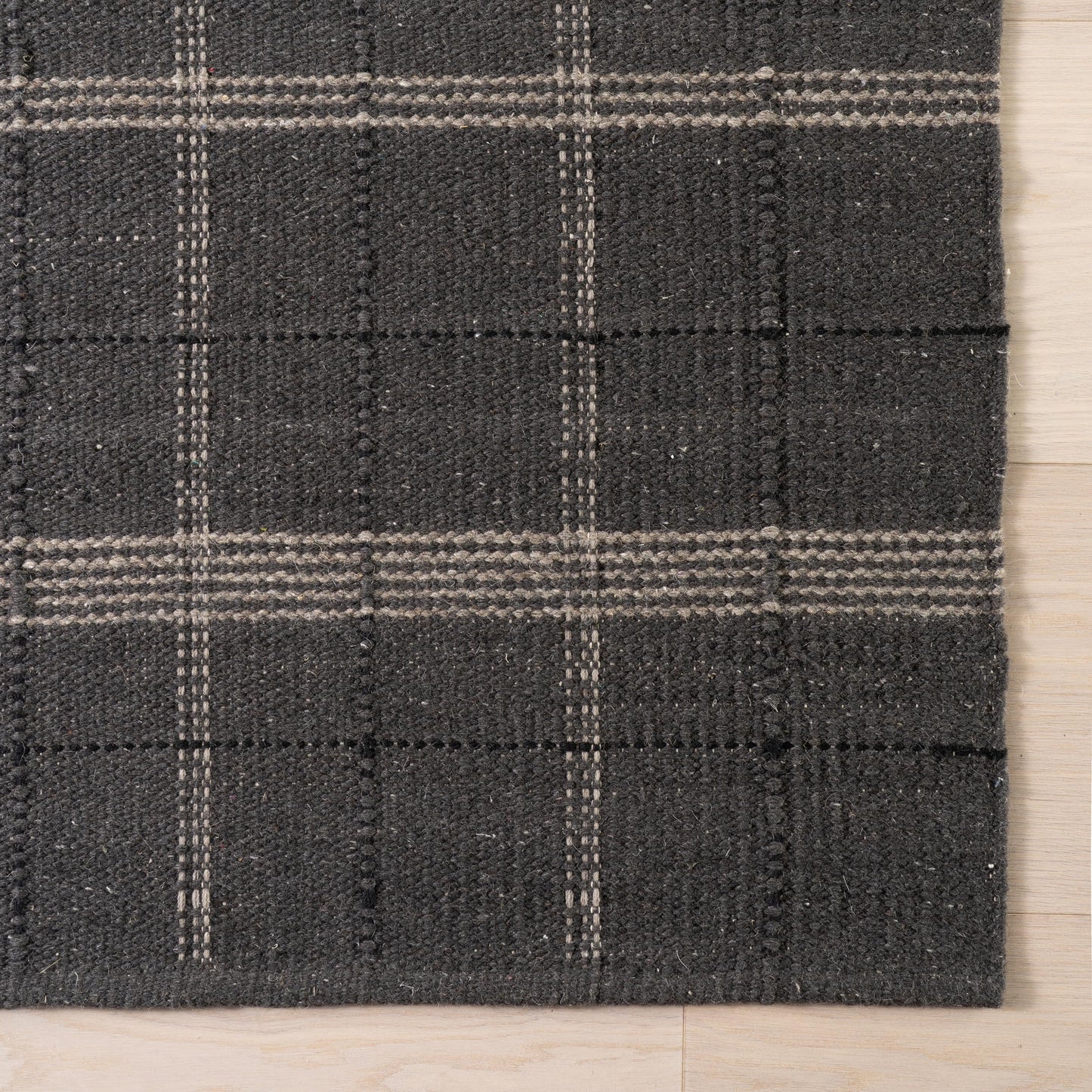Rugs USA x Nate Berkus Downing Plaid Wool Cozy Area Rug, 6' x 9', Black