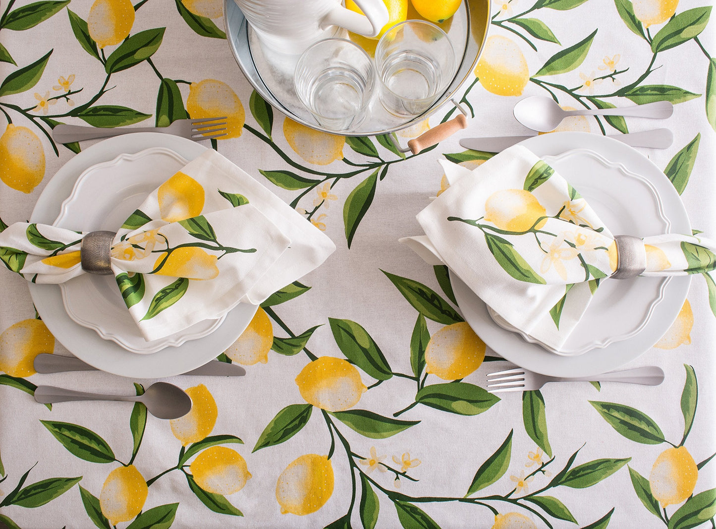 DII Lemon Bliss Tabletop Collection, Tablecloth, 70" Round